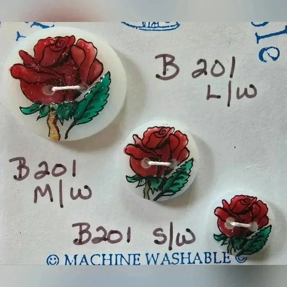 Vintage Nimble Thimble Red Rose Buttons 1993